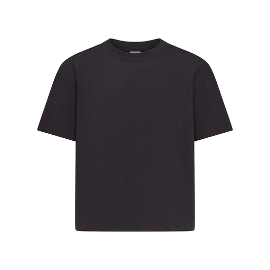HEAVYWEIGHT COTTON MENS RELAXED CROPPED CREWNECK | OBSIDIAN