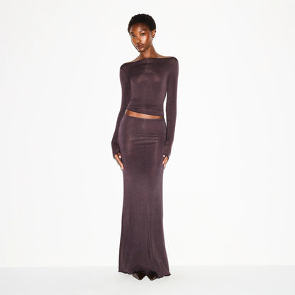 SHEER MODAL LONG SLEEVE BOATNECK TOP | PHOENIX