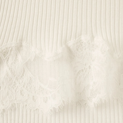 RIB KNIT LACE MINI DRESS | EGRET