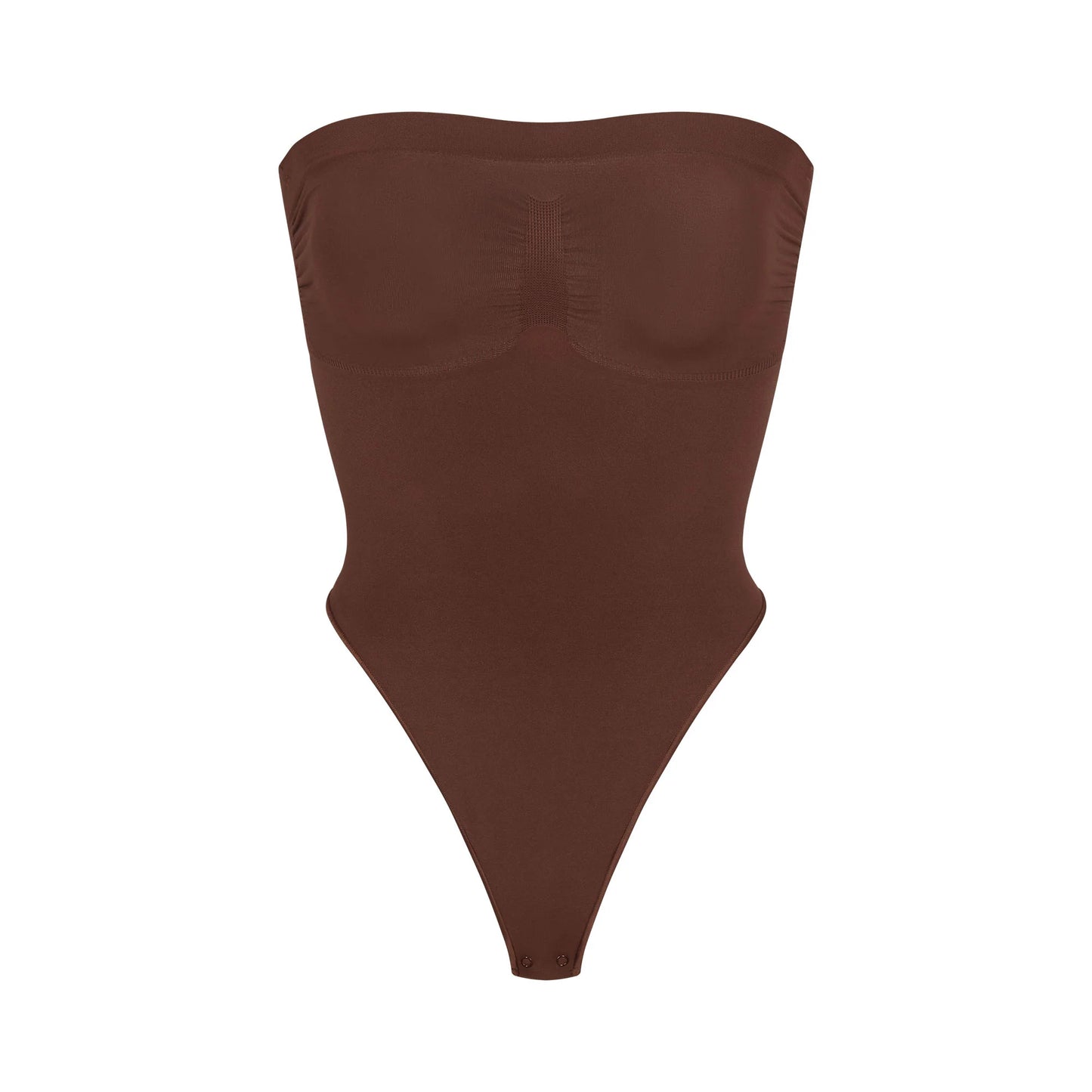 SEAMLESS SCULPT STRAPLESS THONG BODYSUIT | COCOA