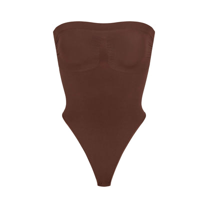 SEAMLESS SCULPT STRAPLESS THONG BODYSUIT | COCOA
