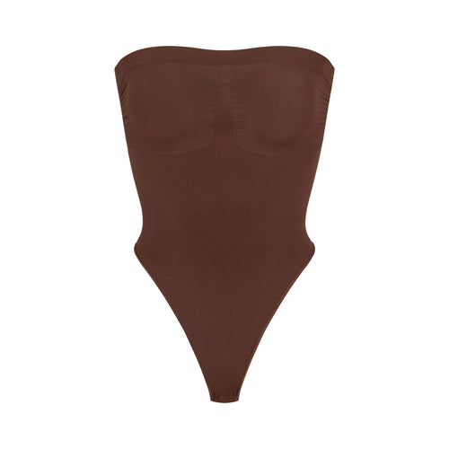 SEAMLESS SCULPT STRAPLESS THONG BODYSUIT | COCOA