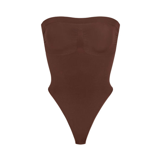 SEAMLESS SCULPT STRAPLESS THONG BODYSUIT | COCOA