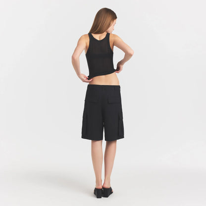 WOVEN COTTON OVERSIZED CARGO SHORT | ONYX