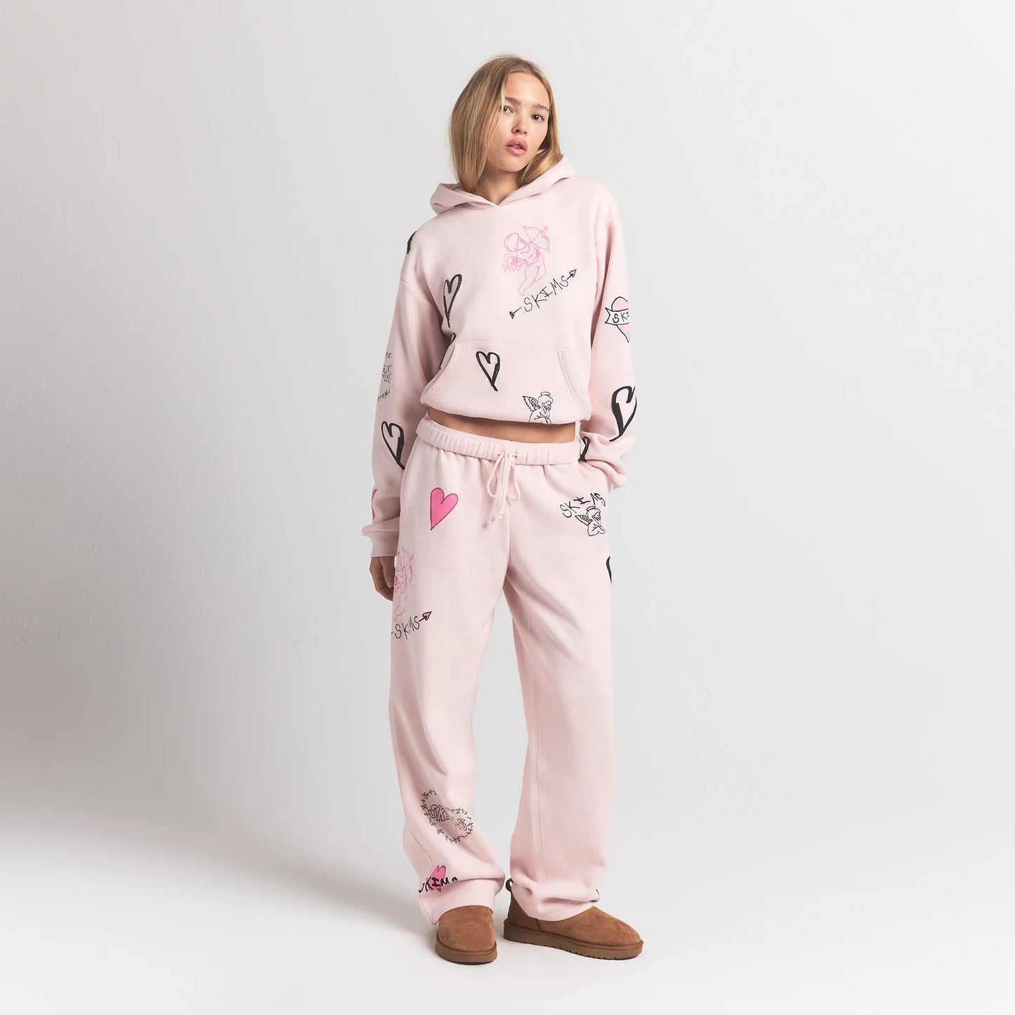 COTTON FLEECE CLASSIC HOODIE | BARELY PINK ANGEL SKETCH