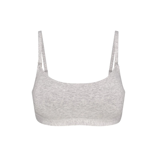 COTTON JERSEY MATERNITY NURSING SCOOP BRALETTE | LIGHT HEATHER GREY