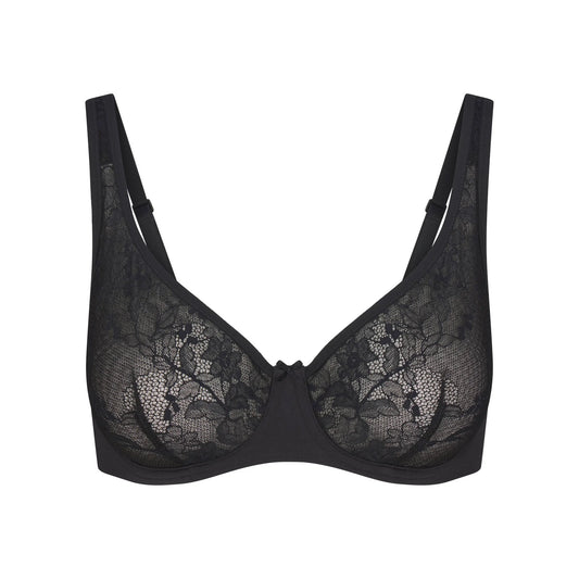 SKIMS LACE UNLINED MINIMIZER BRA | ONYX
