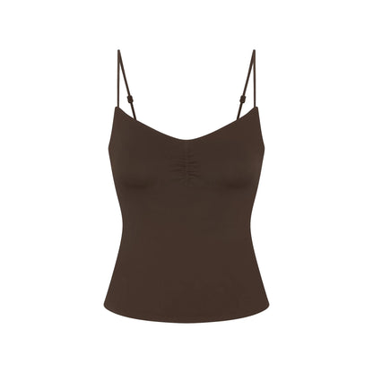NikeSKIMS MATTE SHIRRED FRONT TANK | DARK SEPIA