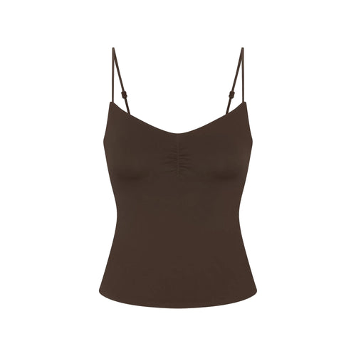 NikeSKIMS MATTE SHIRRED FRONT TANK | DARK SEPIA