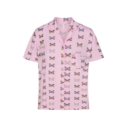 SKIMS SLEEP SHORT SLEEVE BUTTON UP SET | PEONY BUTTERFLY PRINT