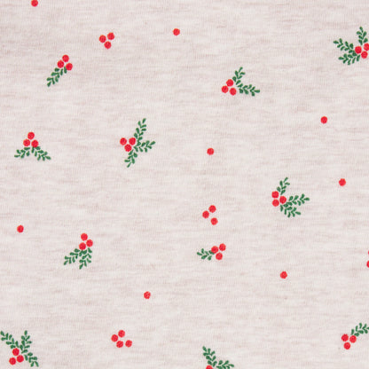 COTTON JERSEY LONG SLEEVE T-SHIRT | OATMEAL HEATHER HOLLY PRINT