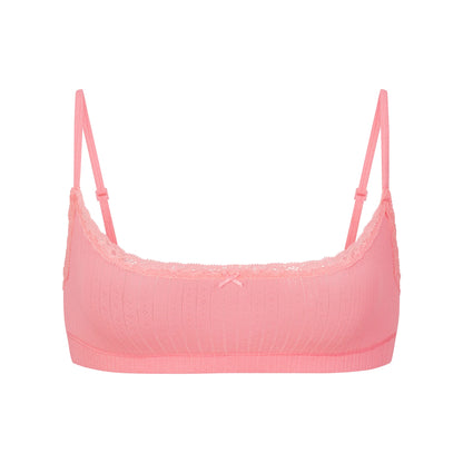 LIGHTWEIGHT COTTON POINTELLE SCOOP BRALETTE | MELON TONAL