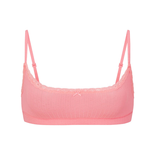 LIGHTWEIGHT COTTON POINTELLE SCOOP BRALETTE | MELON TONAL