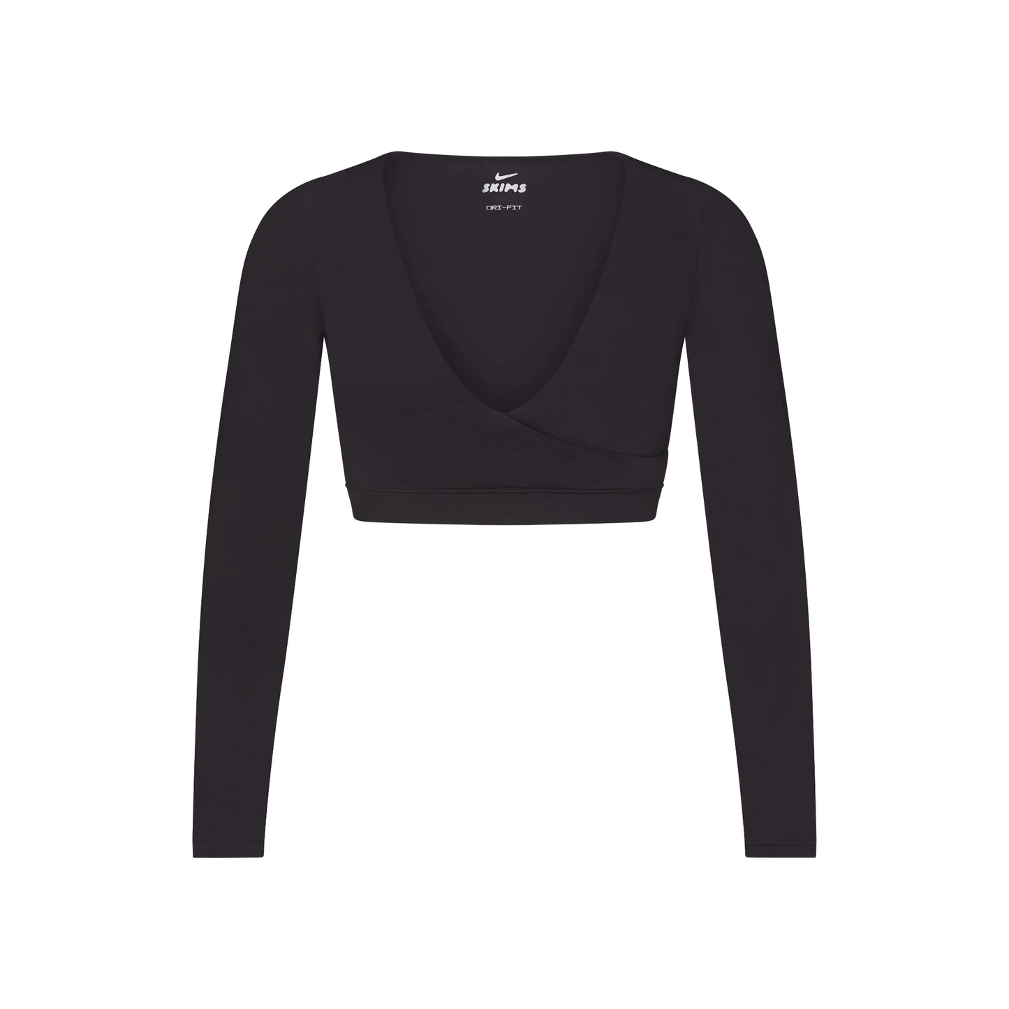 NikeSKIMS MATTE WRAP LONG SLEEVE CROPPED TOP | OBSIDIAN