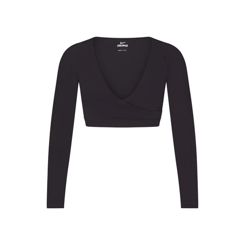 NikeSKIMS MATTE WRAP LONG SLEEVE CROPPED TOP | OBSIDIAN