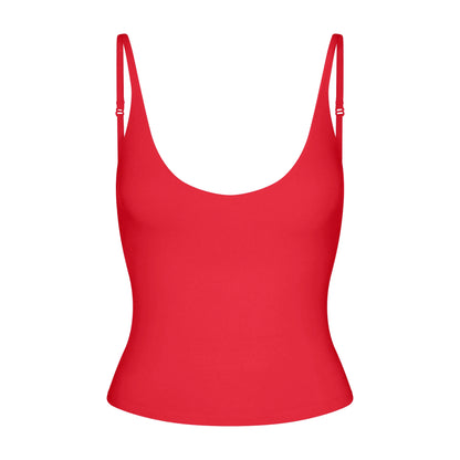 SMOOTH LAYERS SCOOP NECK CAMI | CARMINE