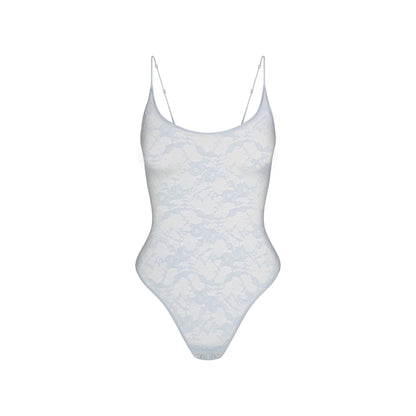 STRETCH LACE SCOOP NECK BODYSUIT | POWDER BLUE