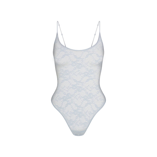 STRETCH LACE SCOOP NECK BODYSUIT | POWDER BLUE