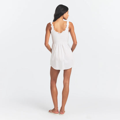 POPLIN APPAREL MINI SMOCKED DRESS | SNOW