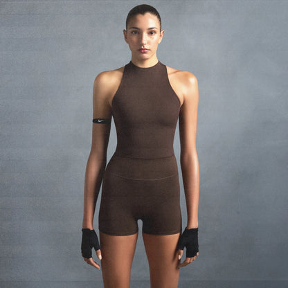 NikeSKIMS MATTE MOCK NECK RACER TANK | DARK SEPIA