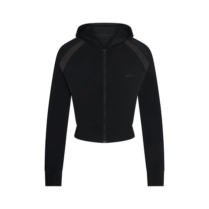 NikeSKIMS STRETCH KNIT SHRUNKEN ZIP HOODIE | OBSIDIAN