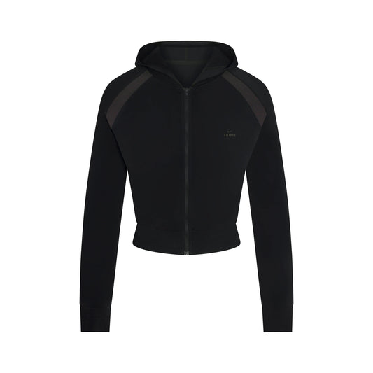 NikeSKIMS STRETCH KNIT SHRUNKEN ZIP HOODIE | OBSIDIAN