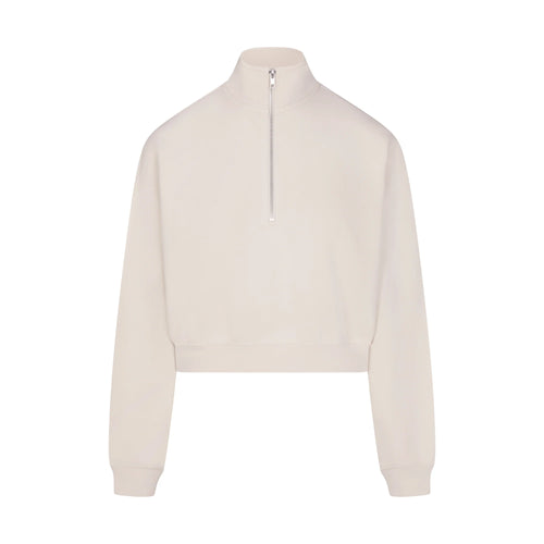 DRAPEY FRENCH TERRY HALF ZIP | BUFF