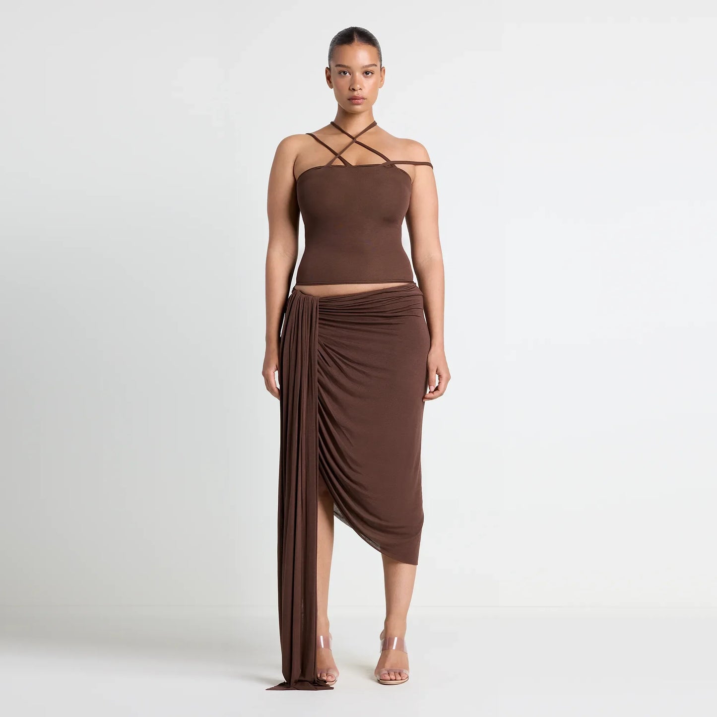 VETTESE X SKIMS SHEER MODAL TOP | COCOA