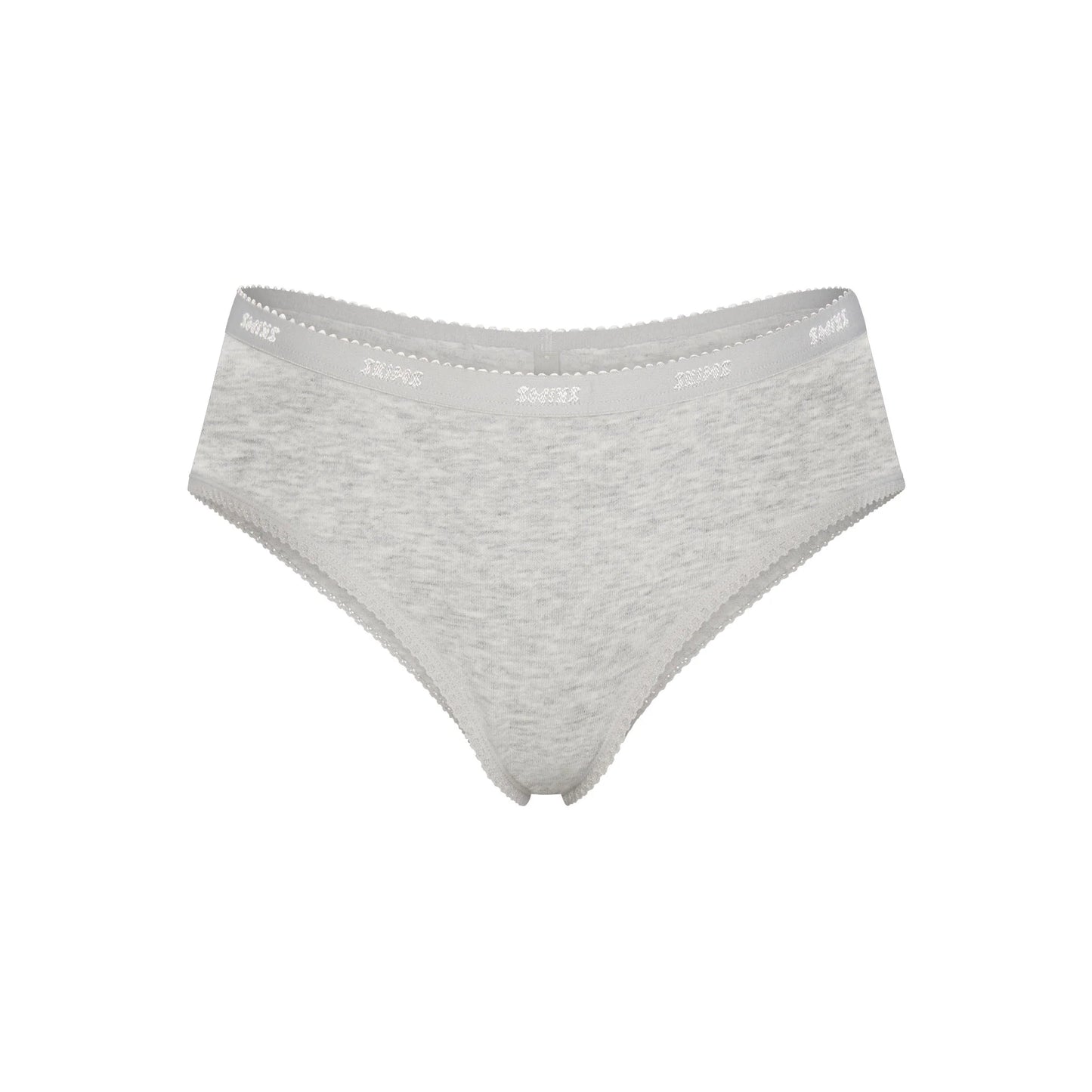 LIGHTWEIGHT COTTON LOGO PICOT HIPSTER | LIGHT HEATHER GREY