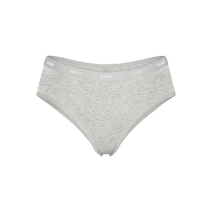 LIGHTWEIGHT COTTON LOGO PICOT HIPSTER | LIGHT HEATHER GREY