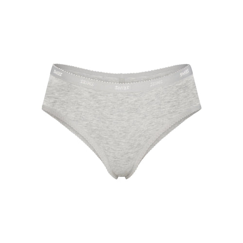 LIGHTWEIGHT COTTON LOGO PICOT HIPSTER | LIGHT HEATHER GREY
