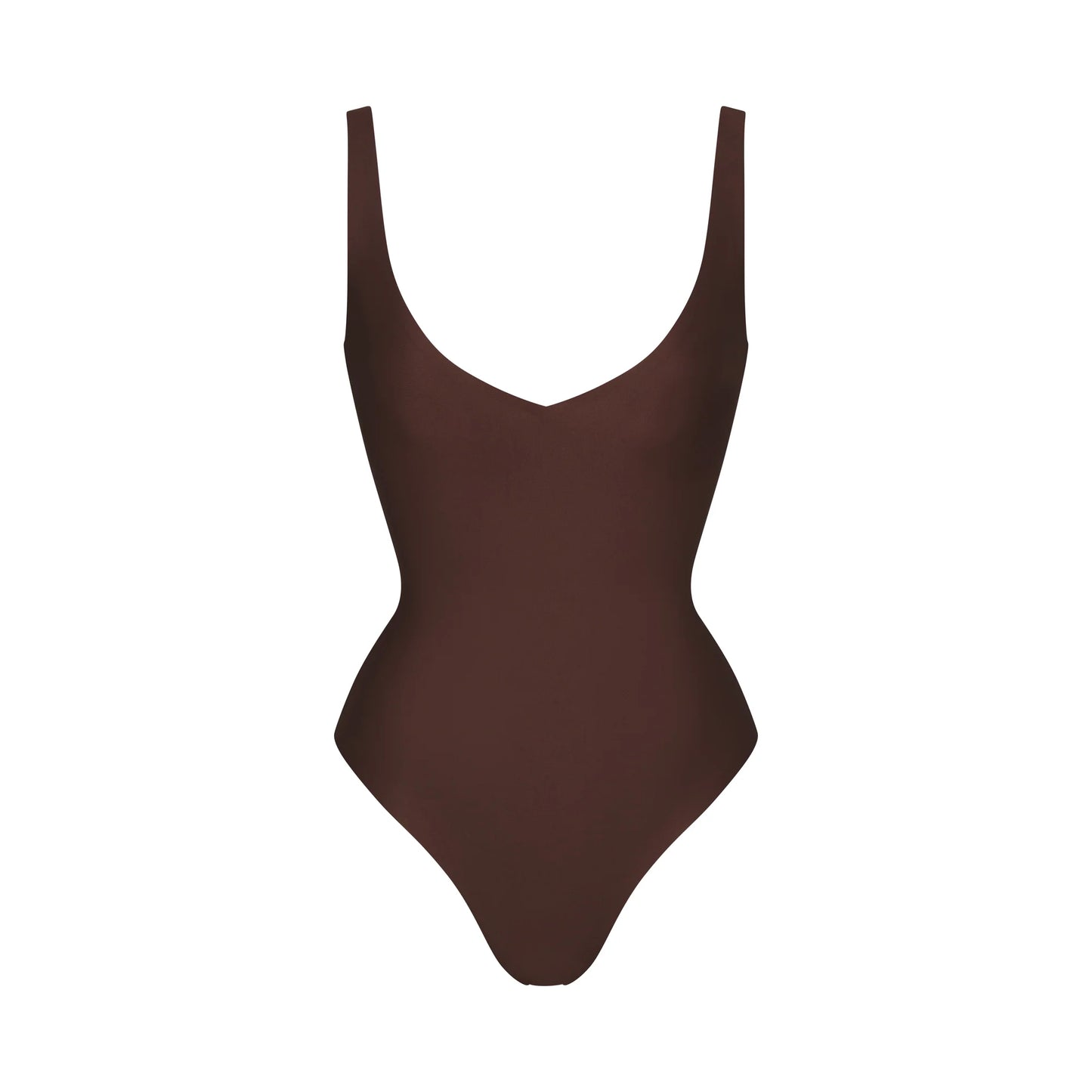 SKIMS BODY UNLINED PLUNGE THONG BODYSUIT | COCOA