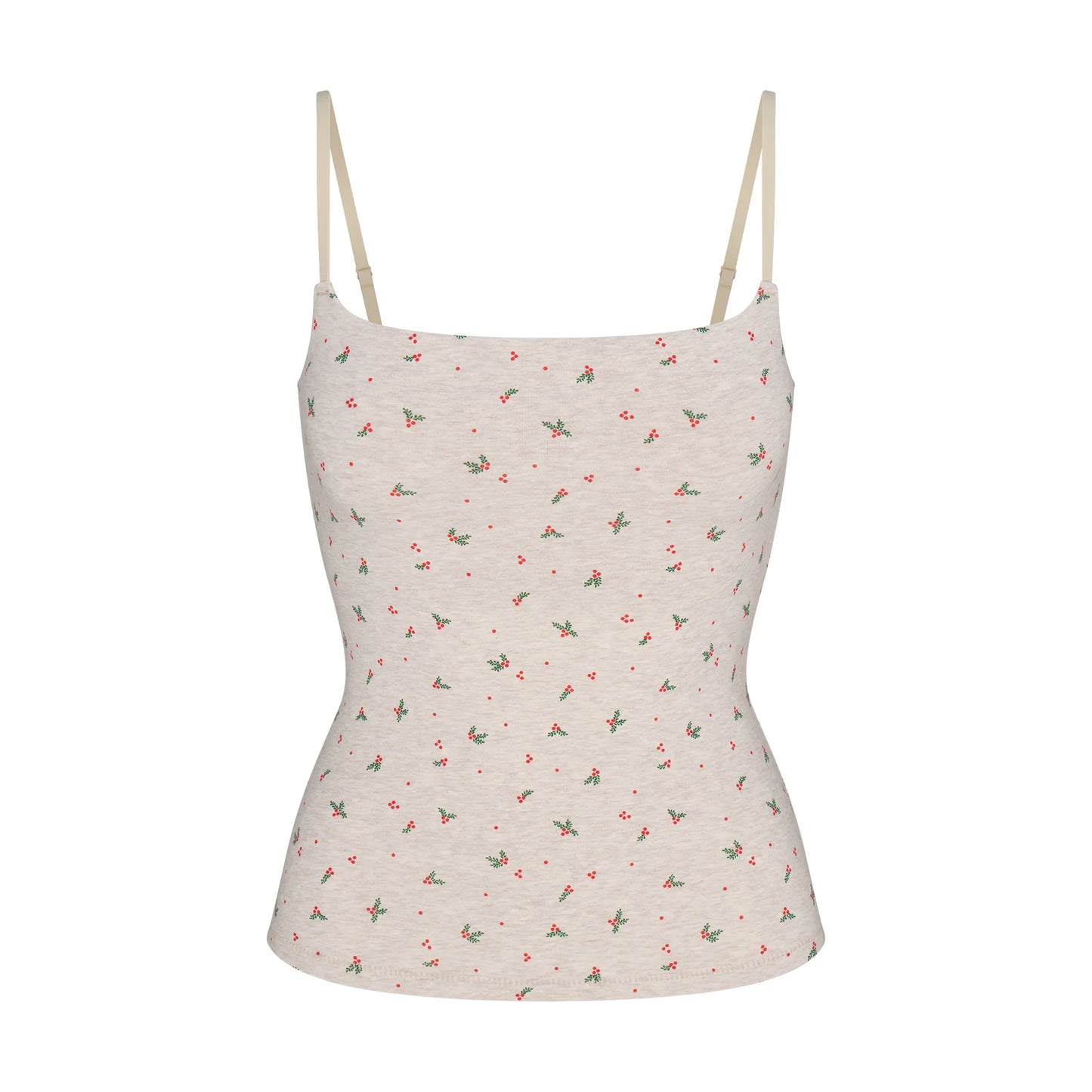 COTTON JERSEY CAMI | OATMEAL HEATHER HOLLY PRINT
