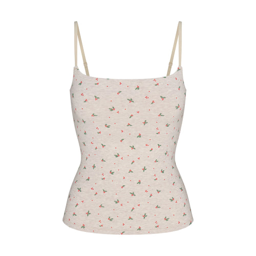 COTTON JERSEY CAMI | OATMEAL HEATHER HOLLY PRINT