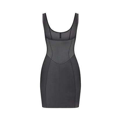 POWER MESH SHAPEWEAR OPEN BUST SLIP DRESS | ONYX