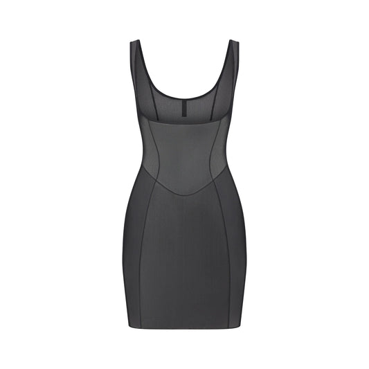 POWER MESH SHAPEWEAR OPEN BUST SLIP DRESS | ONYX