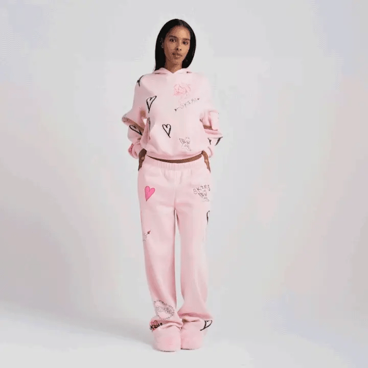 COTTON FLEECE CLASSIC HOODIE | BARELY PINK ANGEL SKETCH