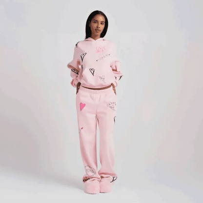 COTTON FLEECE CLASSIC HOODIE | BARELY PINK ANGEL SKETCH