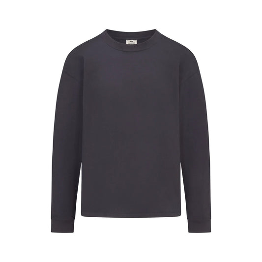 HEAVYWEIGHT COTTON MENS RELAXED LONG SLEEVE T-SHIRT | RAVEN