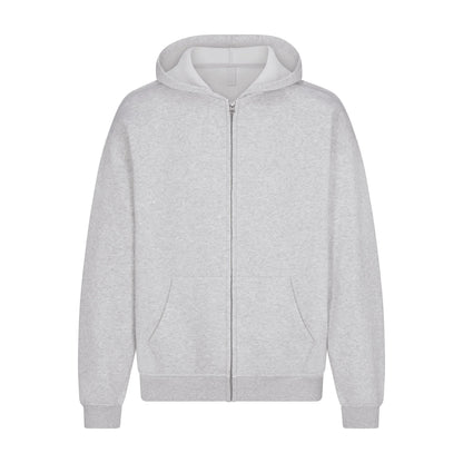 FLEECE LOUNGE MENS RELAXED ZIP UP HOODIE | LIGHT HEATHER GREY