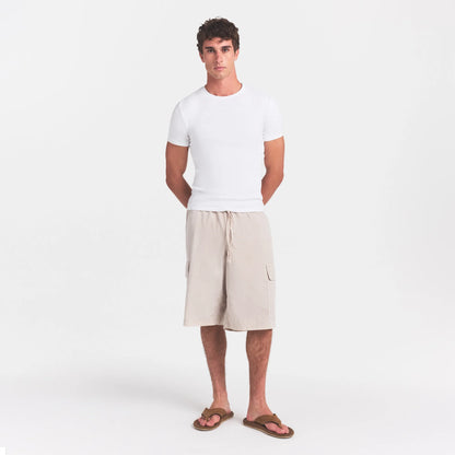 WOVEN MENS RELAXED CARGO SHORT | STONE