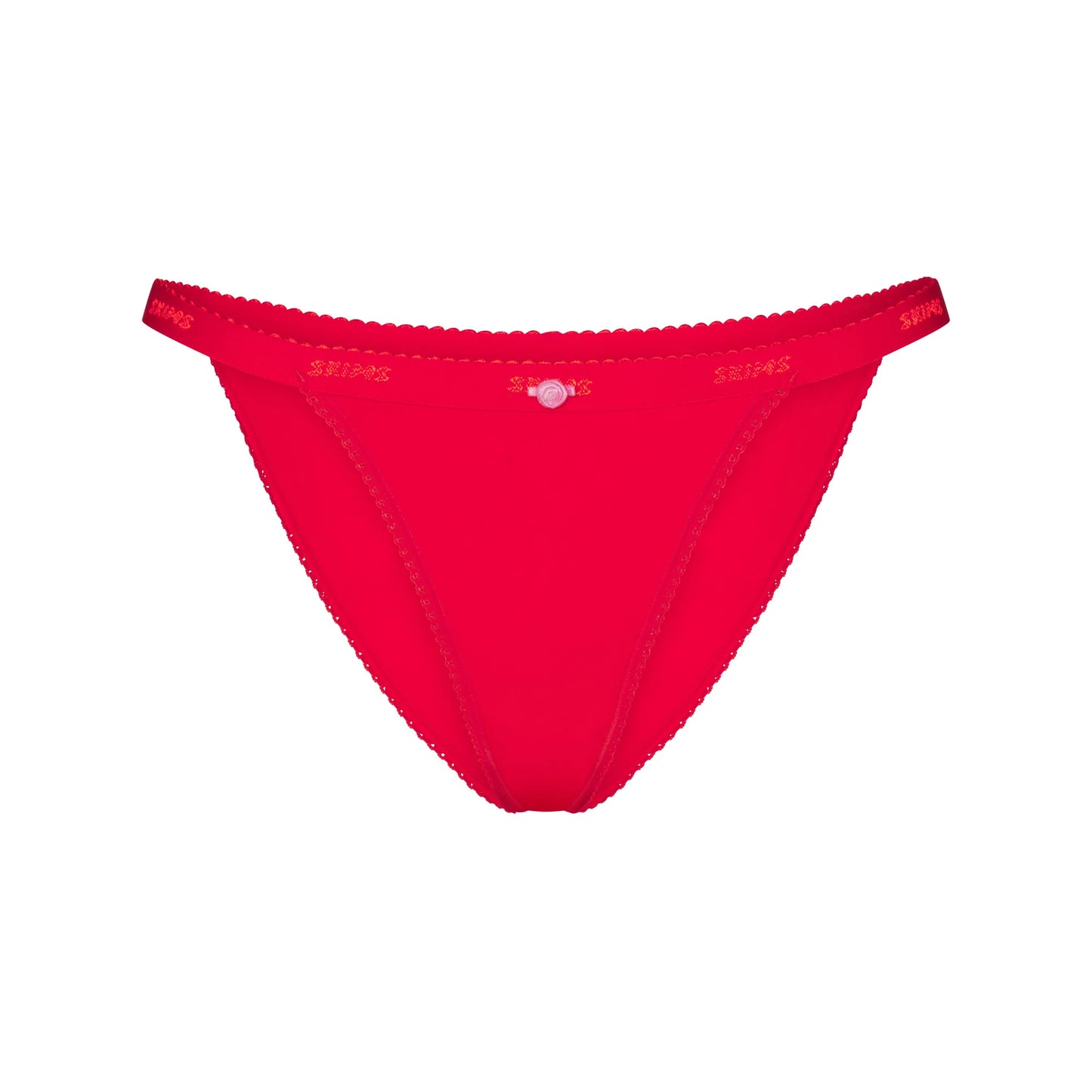 LIGHTWEIGHT COTTON LOGO PICOT STRING BIKINI | RUBY TONAL