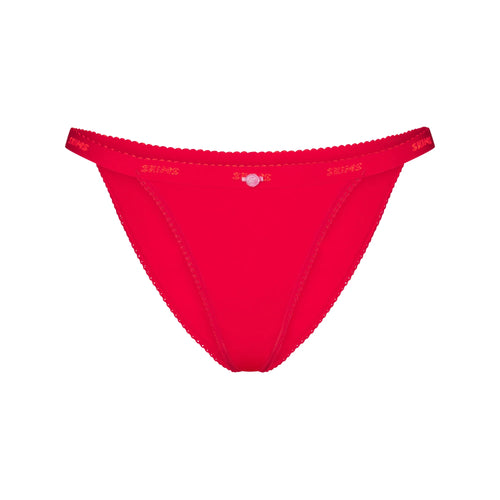 LIGHTWEIGHT COTTON LOGO PICOT STRING BIKINI | RUBY TONAL