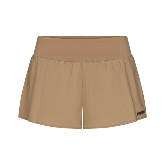 WOVEN COTTON FLUTTER SHORT | DESERT