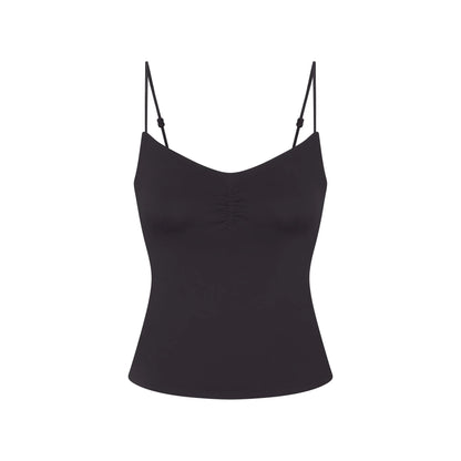 NikeSKIMS MATTE SHIRRED FRONT TANK | OBSIDIAN