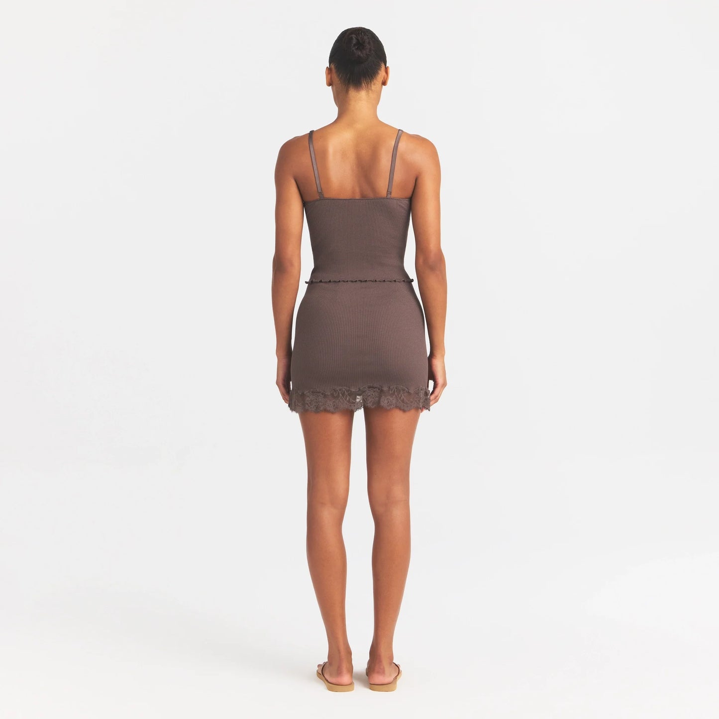 RIB KNIT LACE CAMI | AMETHYST