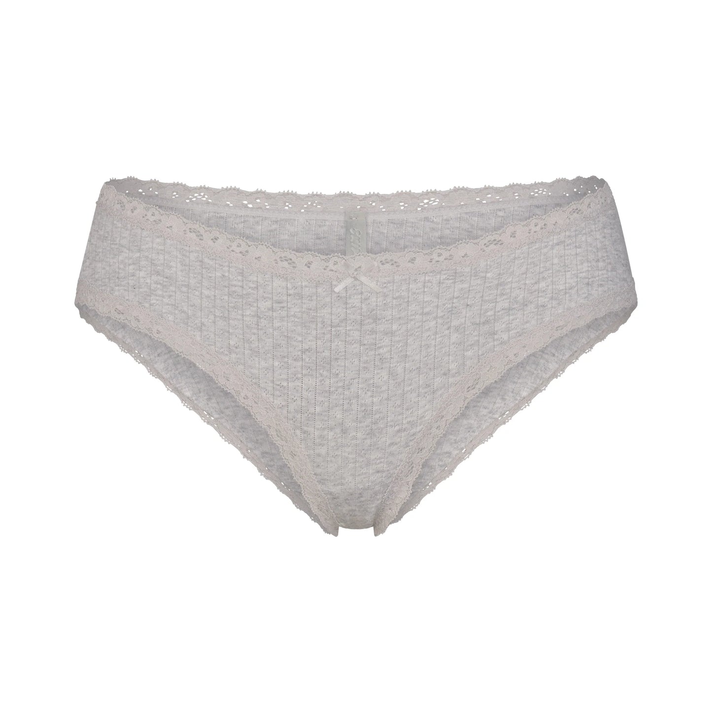 LIGHTWEIGHT COTTON POINTELLE LACE BRIEF | LIGHT HEATHER GREY