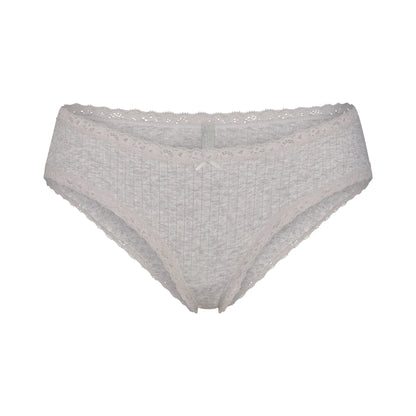 LIGHTWEIGHT COTTON POINTELLE LACE BRIEF | LIGHT HEATHER GREY