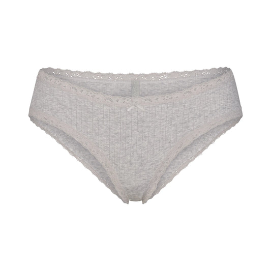 LIGHTWEIGHT COTTON POINTELLE LACE BRIEF | LIGHT HEATHER GREY