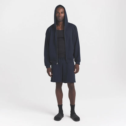 FLEECE LOUNGE MENS RELAXED ZIP UP HOODIE | NAVY